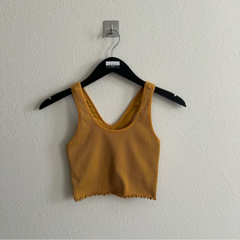 Spiritual Gangster Yellow Ribbed Tank Top